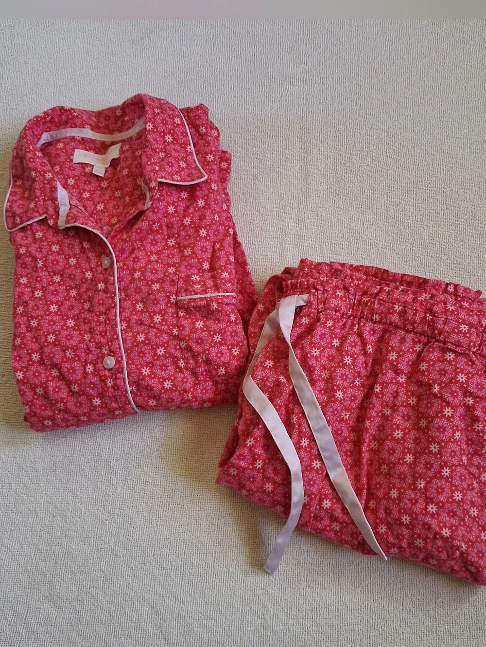 victorias secret ♡ flannel 2 piece pajama set snowflake holiday y2k button large